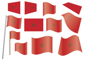 set of flags of Morocco vector illustration