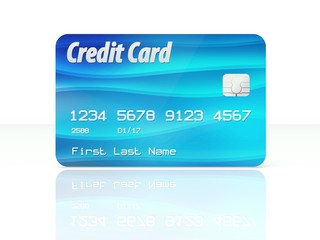 Blue credit card template on white background