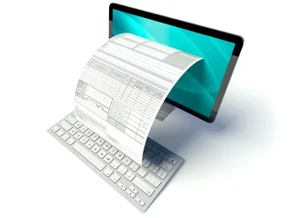 Fotobehang Desktop computer screen, tax form or invoice © leszekglasner