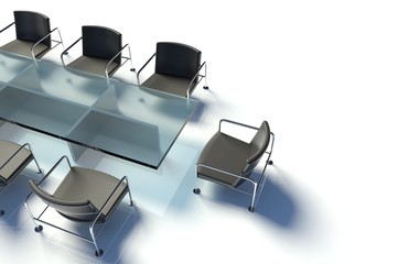 Conference table and chairs, meeting room