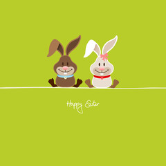 Fototapeta na wymiar Siedząc Easter Bunny Boy & Dziewczyna