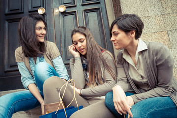 Group of Women Talking on Mobile Phone