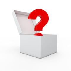 3d question mark symbol in an open box 3D render