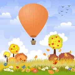 Tuinposter Romantische ballonvlucht © Aloksa