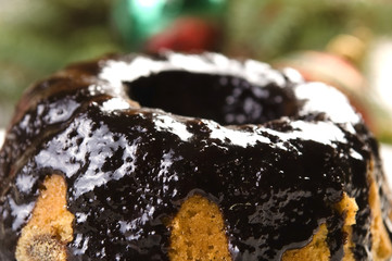 Christmas chocolate cake with decoration