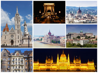 Card with beautiful day and night views of  Budapest