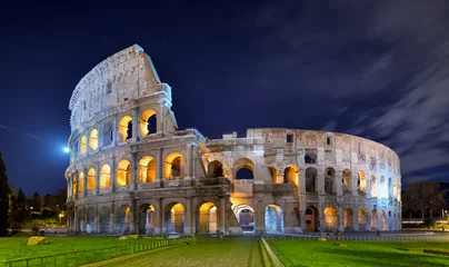 No drill light filtering roller blinds Colosseum Colosseum at night in the moonlight
