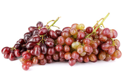 Delicious ripe grapes isolated on white