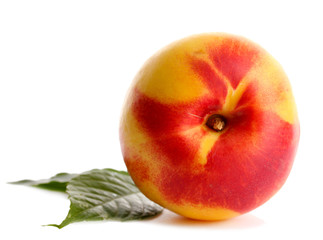 ripe nectarine, isolated on white
