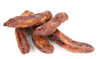 tasty dry bananas isolated on  white