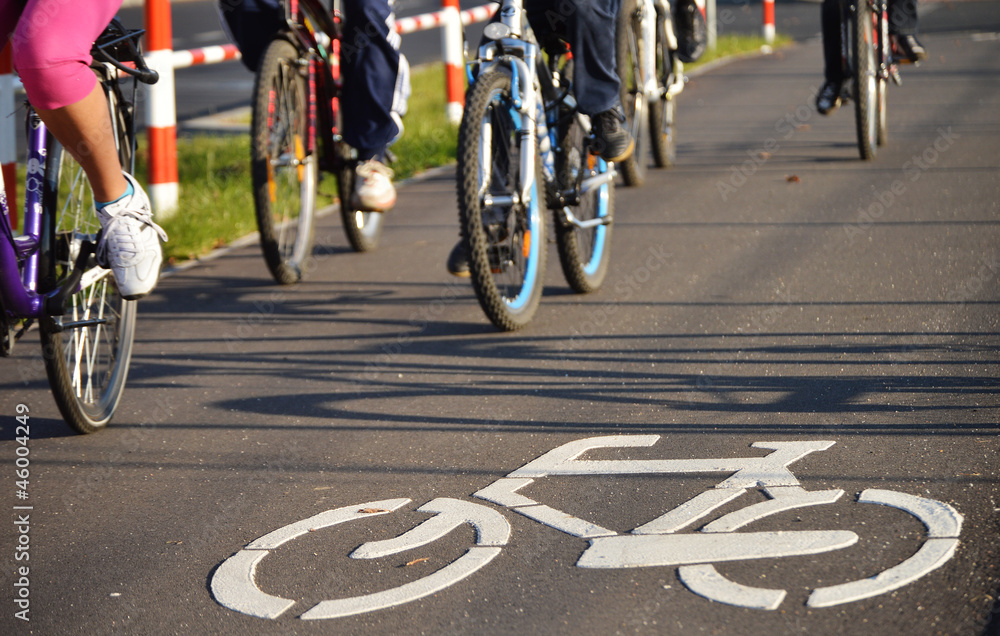 Wall mural bicycle road sign on asphalt