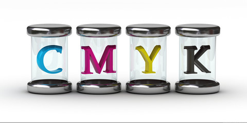 CMYK in glass container