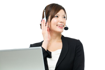Beautiful business operator on white background