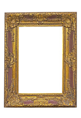 Old wooden carved and gilded frame