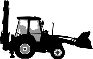 Silhouette of a tractor of road service