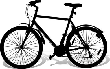 Silhouette of a sport bicycle on a white background