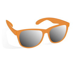 glasses of orange color on a white background with shadow