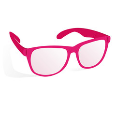 glasses, pink on a white background with shadow