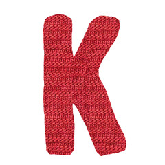 letter K alphabet, knitted spokes structure