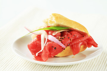 Baguette with beef Carpaccio