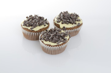 sweet muffins on white background