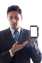 Businessman showing a smartphone 2