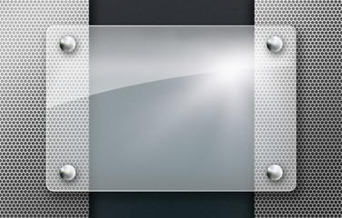 Abstract metal textured background with glass framework