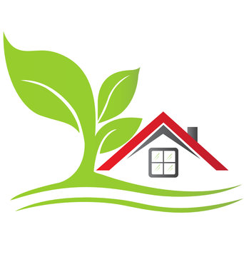 Real estate house with tree logo vector