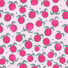 Seamless Pattern with Raspberries
