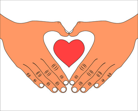 Hand with love heart icon