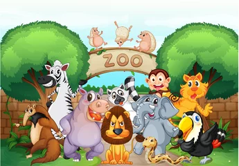 Stickers pour porte Zoo zoo et animaux