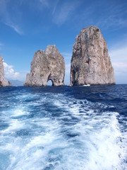 Famous rock formations at Capri shore, Italy