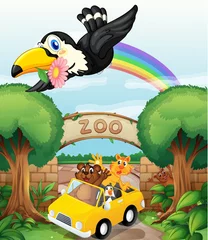 Poster Zoo een dierentuin en de dieren