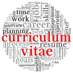 Curriculum vitae  concept in word tag cloud