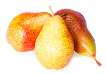 Group pears isolated on white background