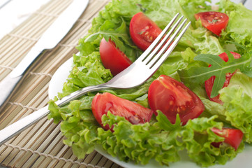 Fresh salad with tomatoes and salad