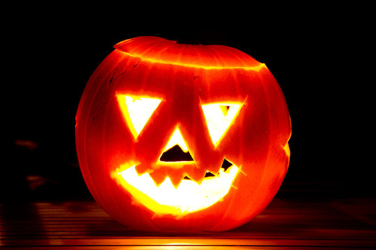 Closeup of a Halloween pumpkin