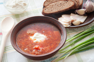 Ukrainian and russian national red borsch