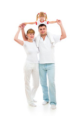 Fototapeta premium Happy young family isolated on white background