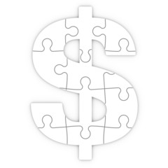 puzzle dollar with clipping path