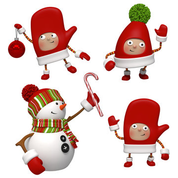 christmas characters isolated on white