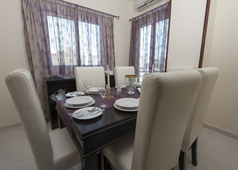 Dining table in a luxury apartment