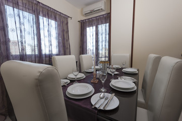 Dining table in a luxury apartment