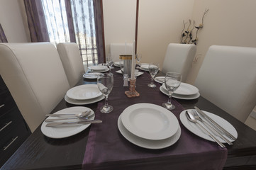 Dining table in a luxury apartment