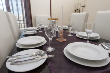 Dining table in a luxury apartment