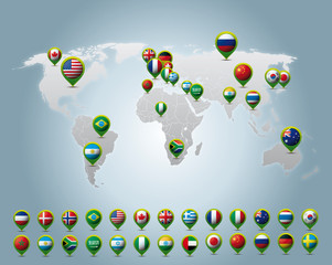 Country flags 3D pins - 46017837