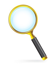 Vector of gold magnifying glass