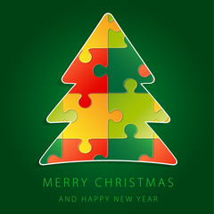 Christmas tree puzzle greeting card