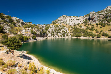 Naklejka na ściany i meble Mountain lake on Mallorca Balearic Islands Spain