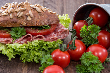 Salami Sandwich with Tomatoes